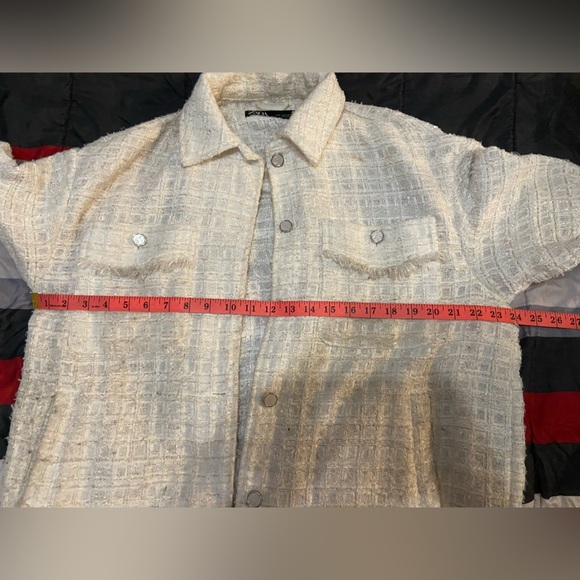 ZARA Off-White Textured Tweed Button-Up Jacket – Size M - Picture 7 of 12